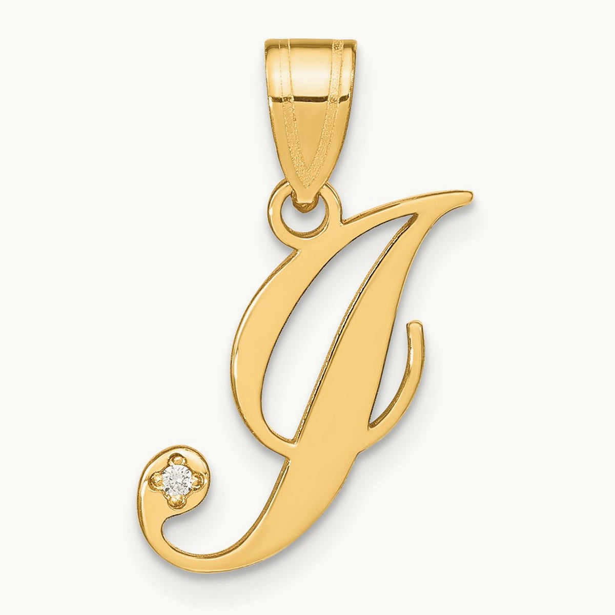 Script Initial Pendant with Diamond — I
