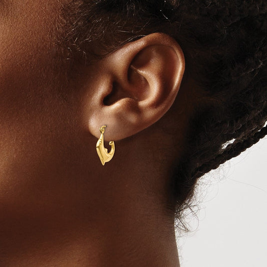 Polished Dolphin Hoop Earrings — 14K Yellow Gold, 12.5mm