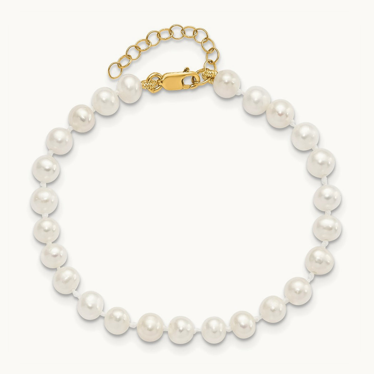4- FW Cultured Pearl 5 w/1 ext Bracelet 14 w/1 ext Neck Earring Set, 5mm, 14K