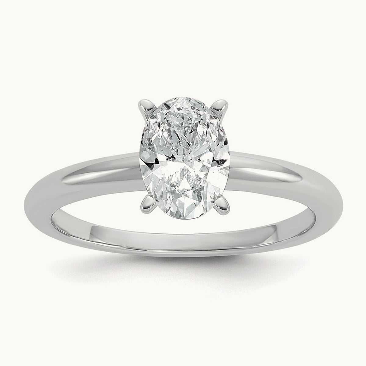 Oval Solitaire Engagement Ring, 0.50-5.00 ct tw Lab-Grown Diamond — 1 ct, 14K White Gold