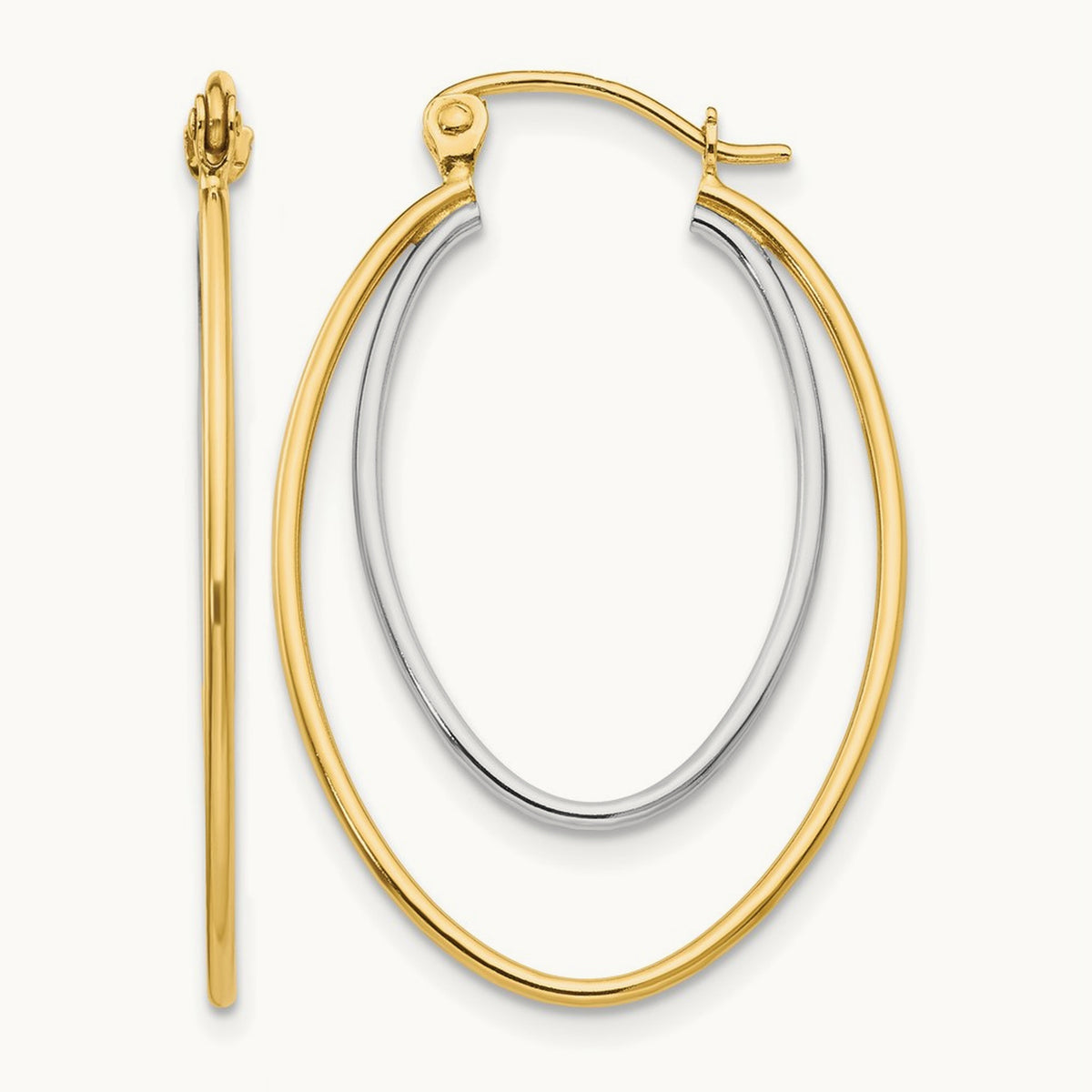 Lightweight Hoop Earrings, 14K Two Tone