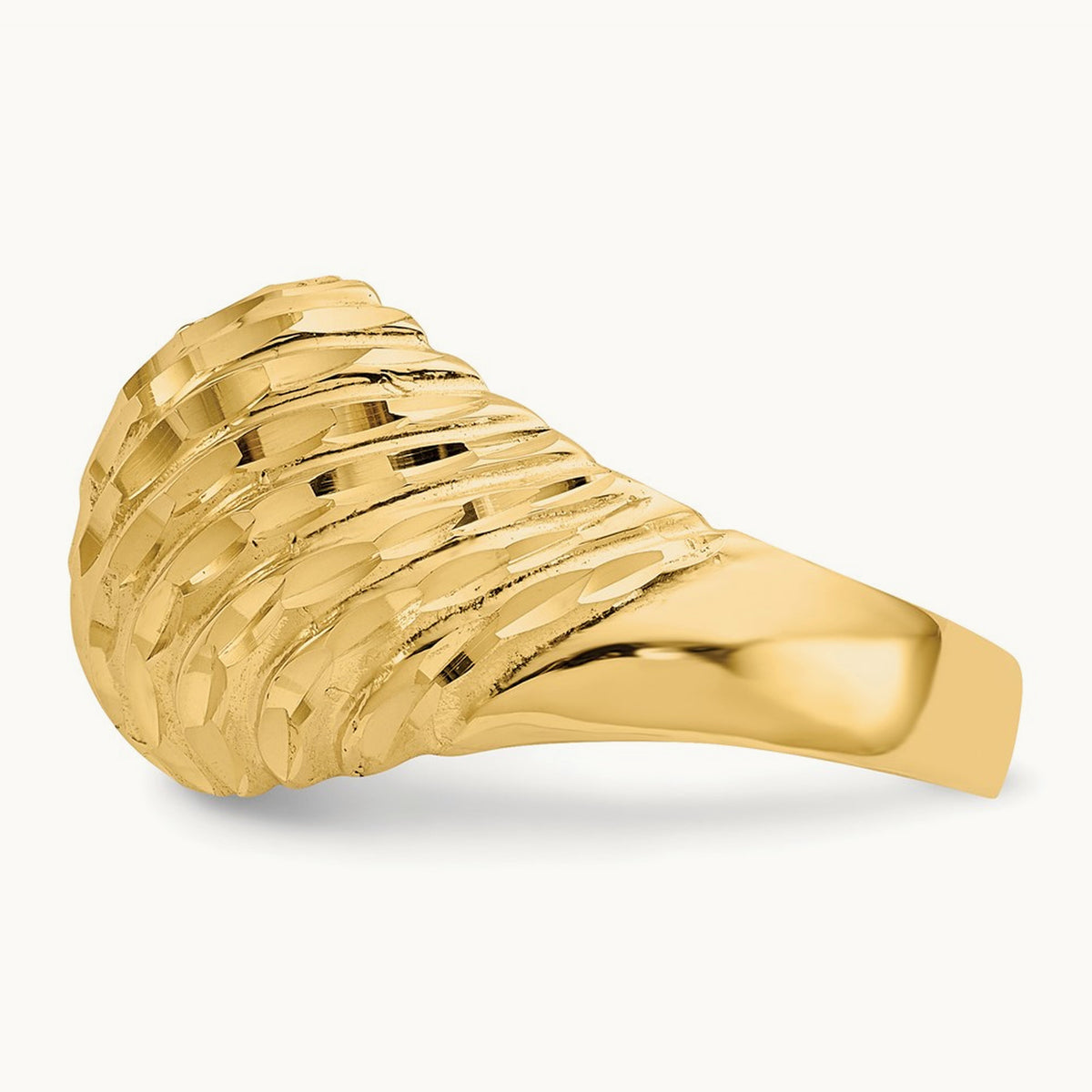Diamond-cut Domed Ring, 14K