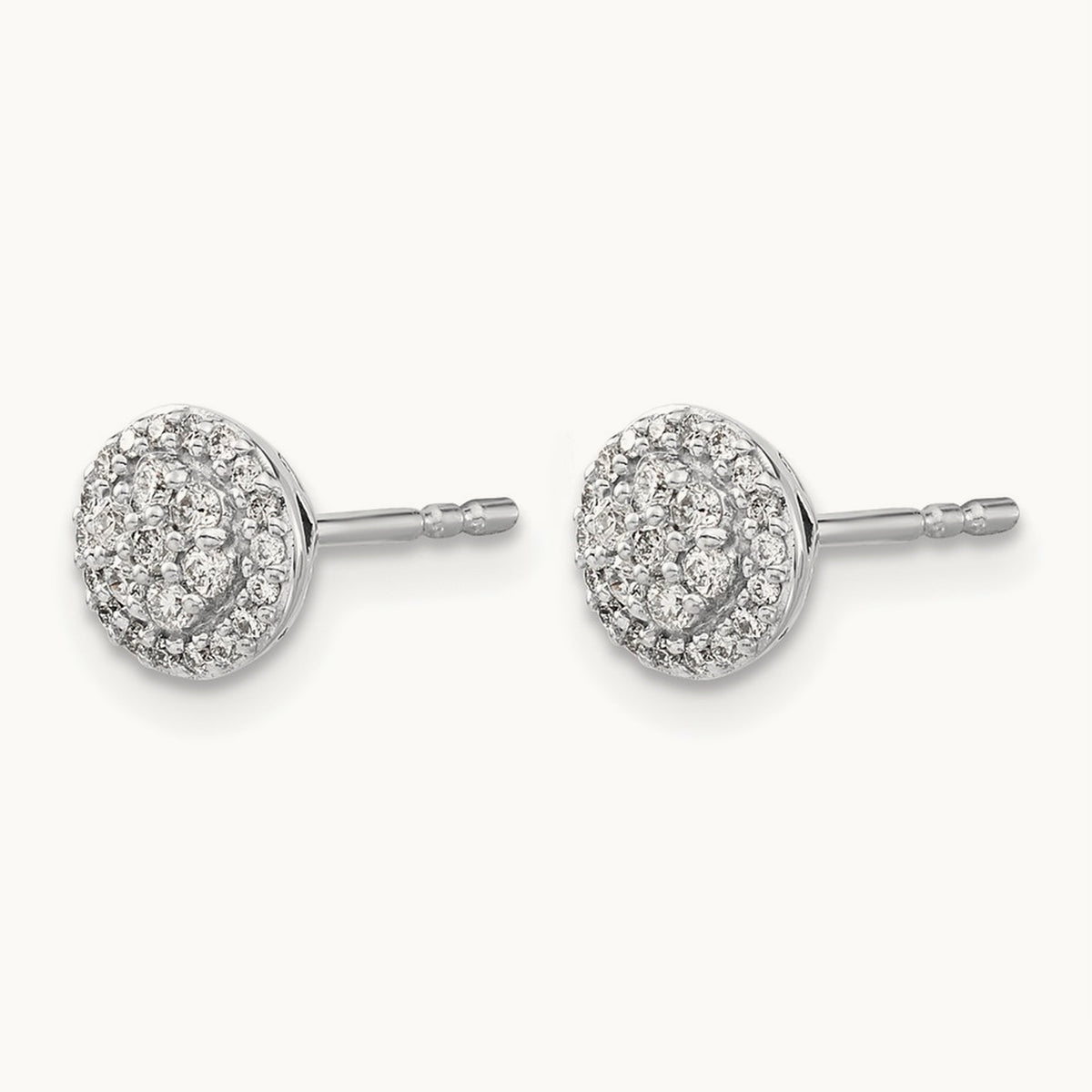 Diamond Cluster Post Earrings, 14K White Gold
