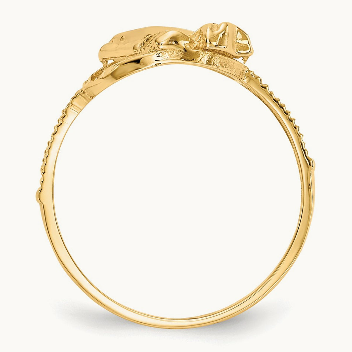 Diamond Cut Praying Hands Cross Ring, 14K Two-tone