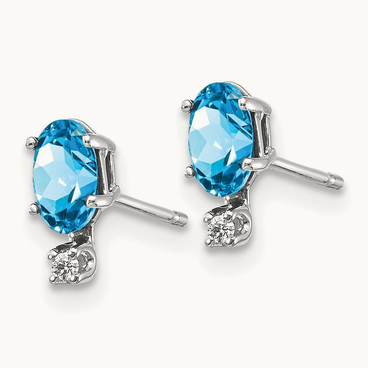 Diamond & Blue Topaz Birthstone Earrings — 14K White Gold