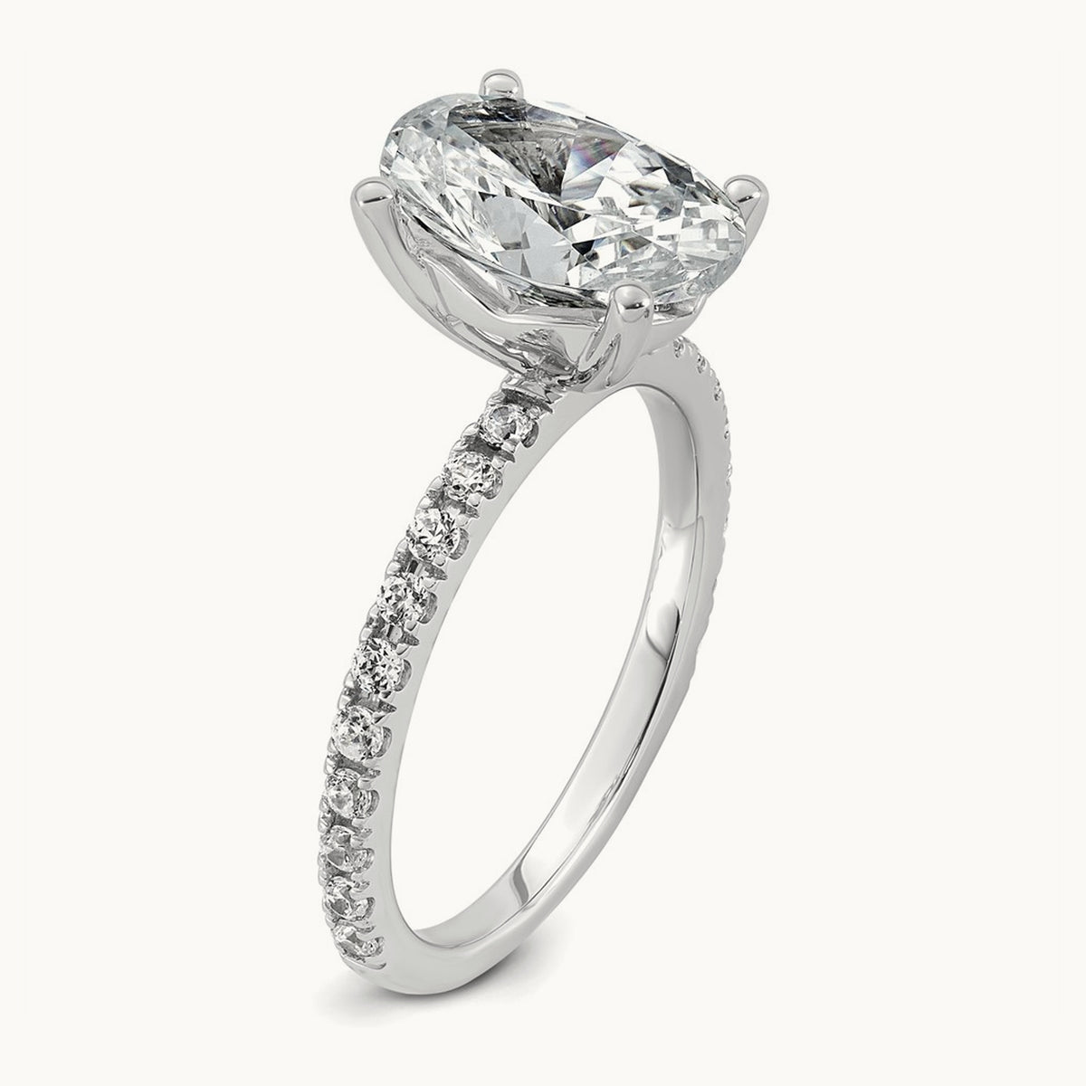 Oval Semi-Mount Engagement Ring, 3.50 ct tw Lab-Grown Diamond