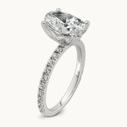 Oval Semi-Mount Engagement Ring, 3.50 ct tw Lab-Grown Diamond