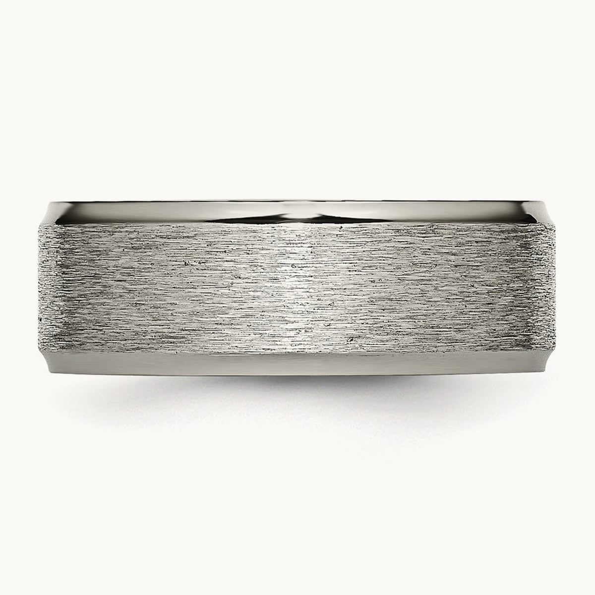Brushed Center Ridged Edge Band, 8mm, Titanium