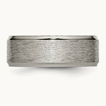 Brushed Center Ridged Edge Band, 8mm, Titanium