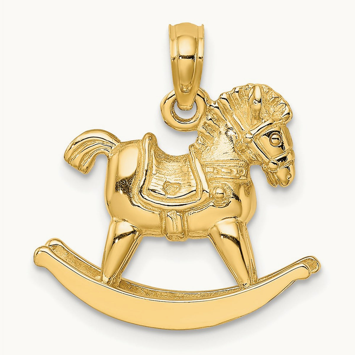 3-D Playful Rocking Horse Charm, 14K