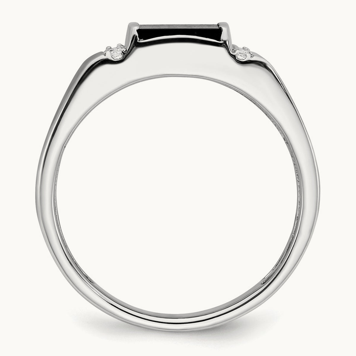 Square Onyx and Diamond Men's Ring — 14K White Gold