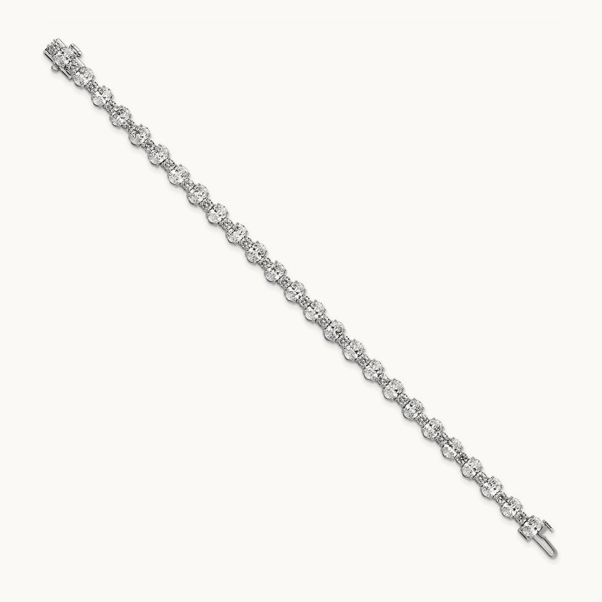 Oval/Round Tennis Bracelet, 11.00 ct tw Lab-Grown Diamond — 14K White Gold