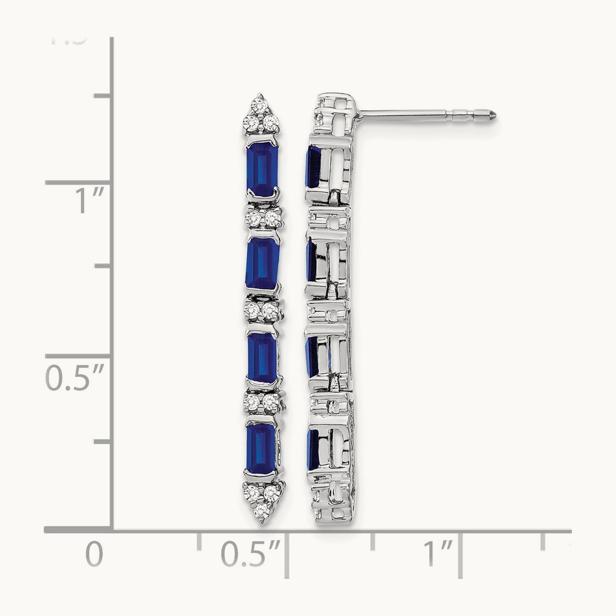 Sapphire and Diamond 4-stone Dangle Earrings, 14K White Gold