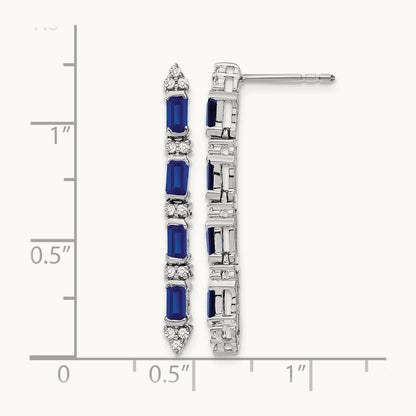 Sapphire and Diamond 4-stone Dangle Earrings, 14K White Gold