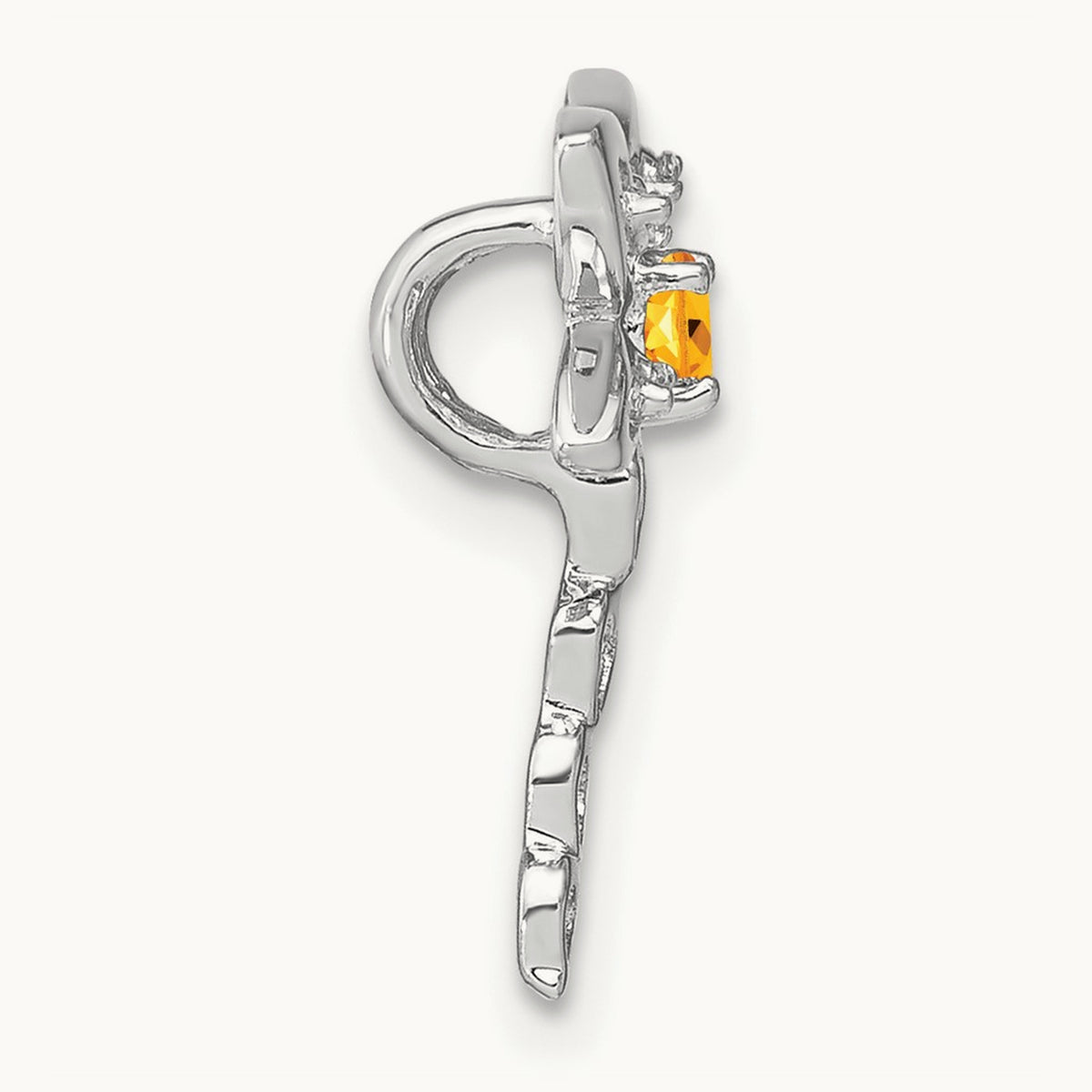 Citrine and Diamond Dragonfly Chain Slide, 14K White Gold