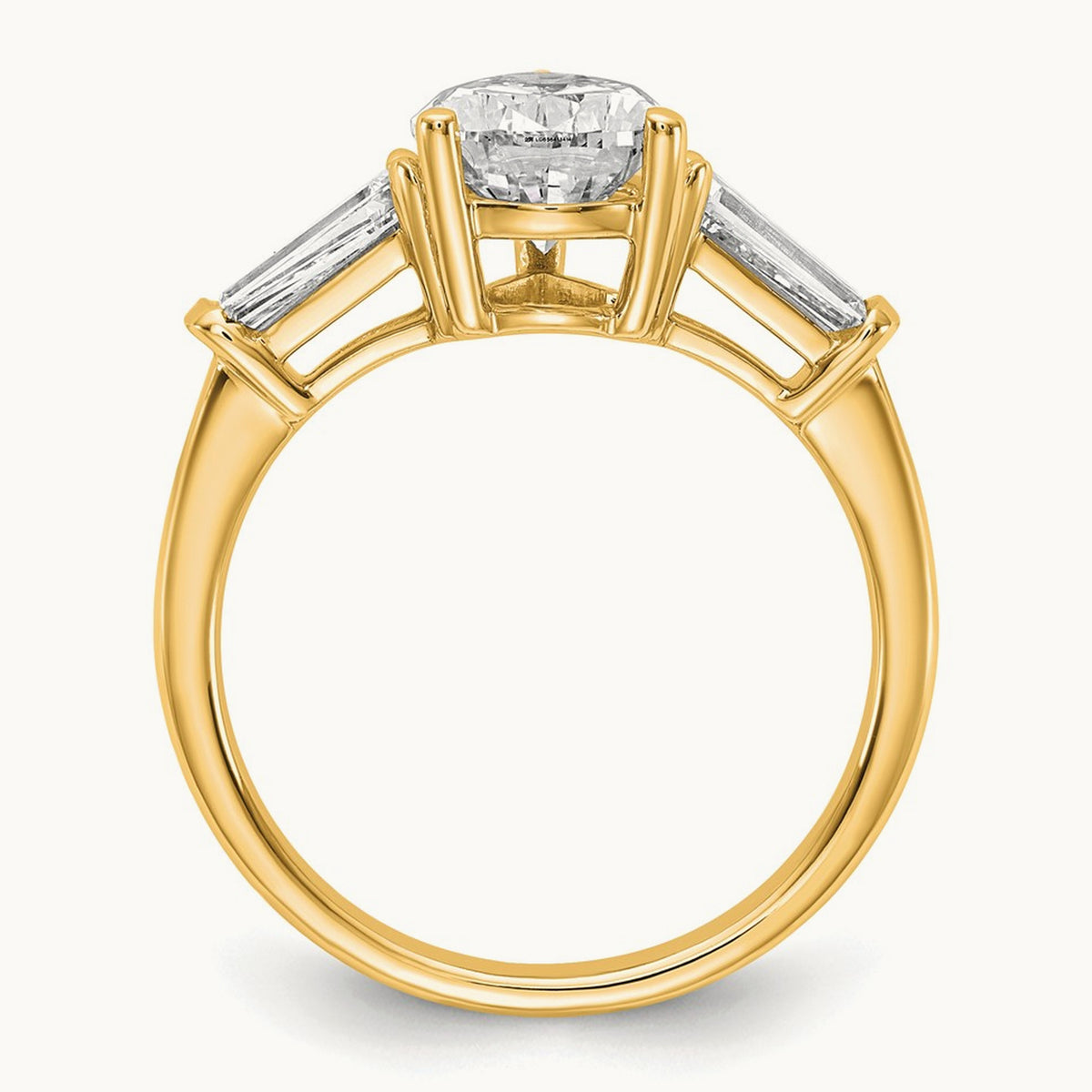 Pear/Baguette Engagement Ring — 14K Yellow Gold, 2 5/8 ct, 7