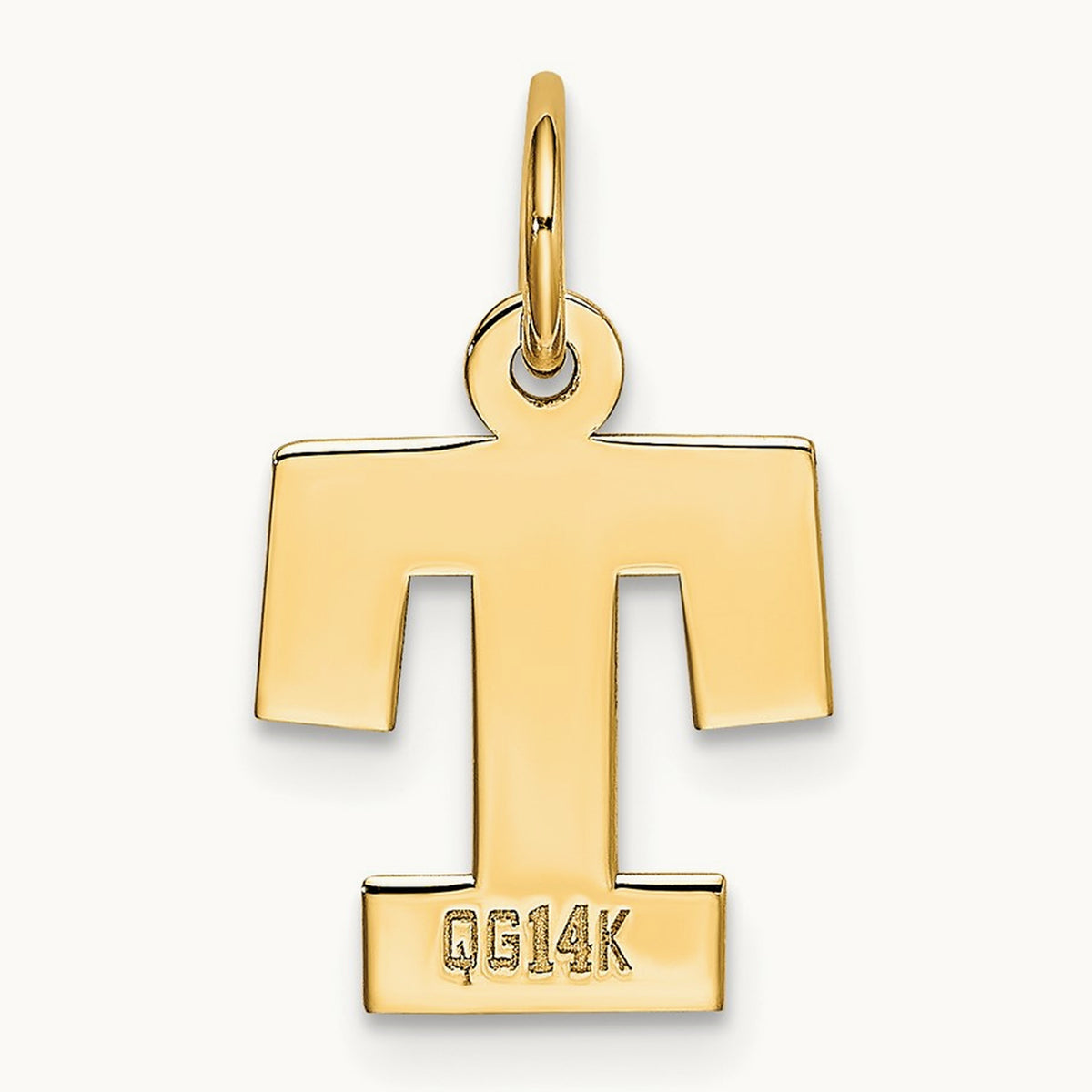 Small Block Initial Charm — 14K Yellow Gold, T