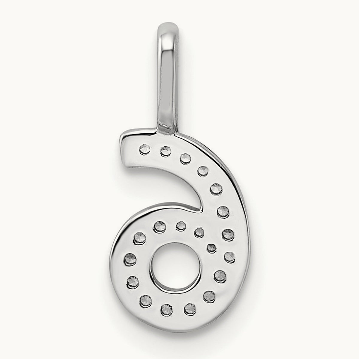Diamond Number 6 Pendant — 14K White Gold, 15.5mm