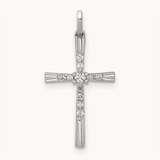 1/10ct. Diamond Cross Pendant — 14K White Gold, 19.5mm
