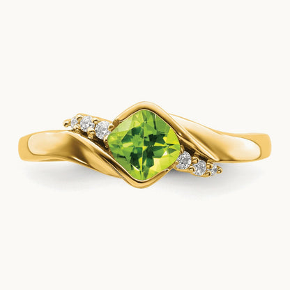 Peridot and Diamond Ring, 0.06 ct tw, 14K Gold — 14K Yellow Gold