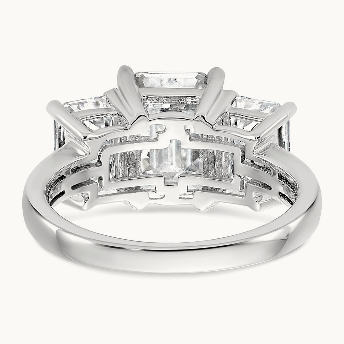 Emerald 3 Stone Engagement Ring, 1.50-4.25 ct tw Lab-Grown Diamond — 2 1/2 ct, 14K White Gold