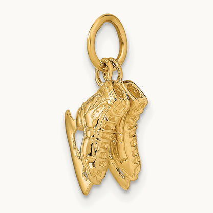 3-D PAIR Of Ice Skates Charm, 14K