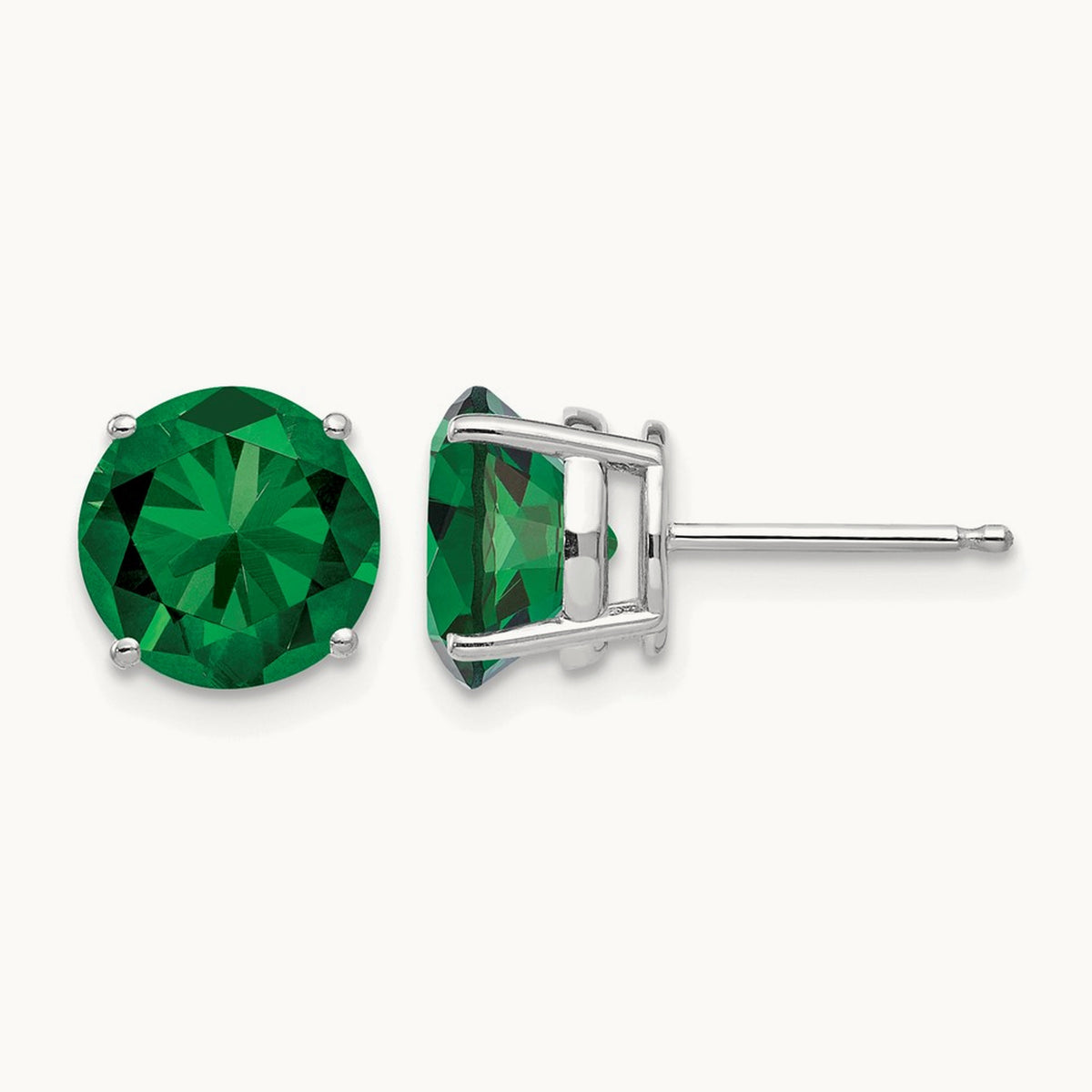 Mount St. Helens Round Stud Earring, 14K White Gold