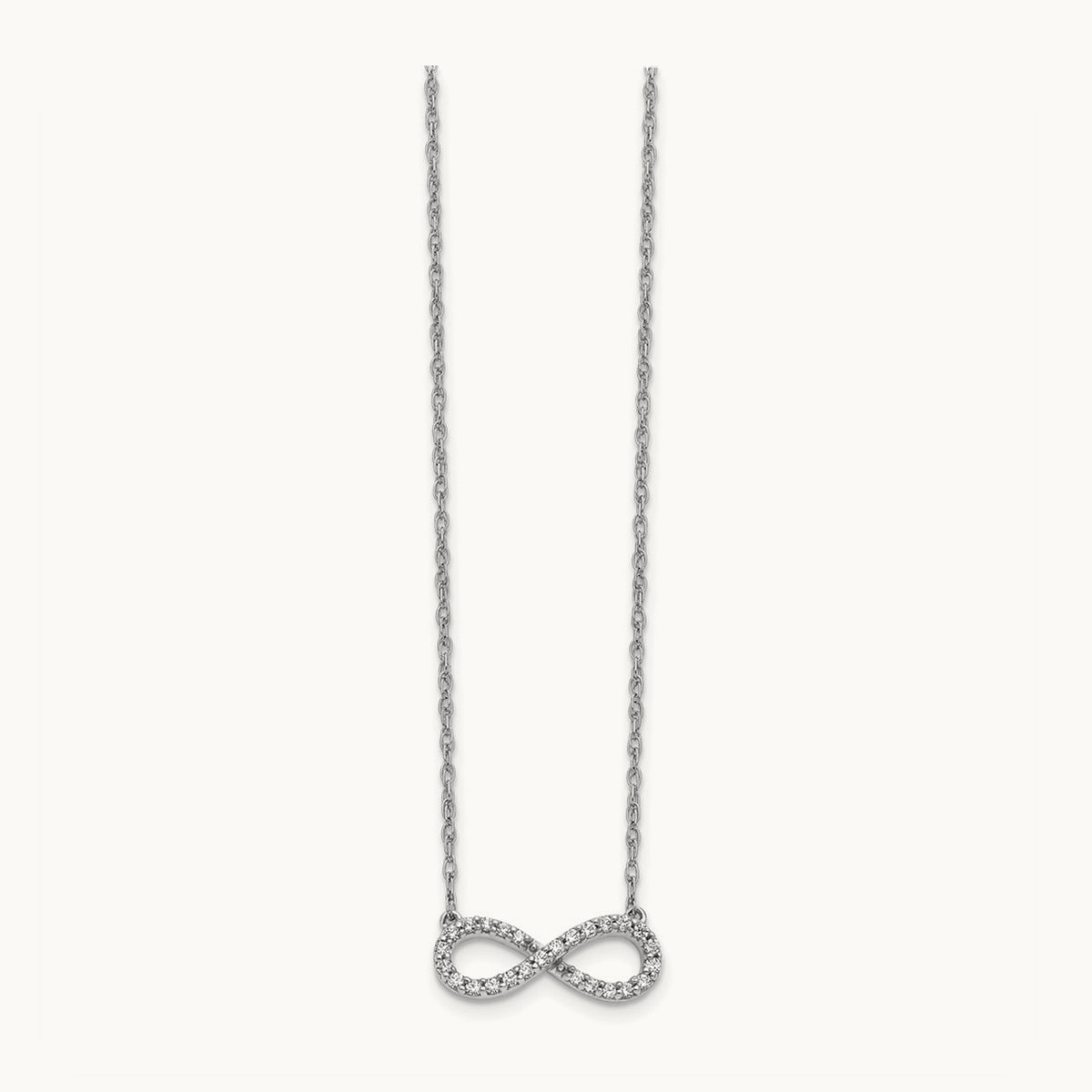 Polished Diamond Infinity Symbol 18 inch Necklace — 14K White Gold