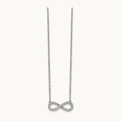 Polished Diamond Infinity Symbol 18 inch Necklace — 14K White Gold