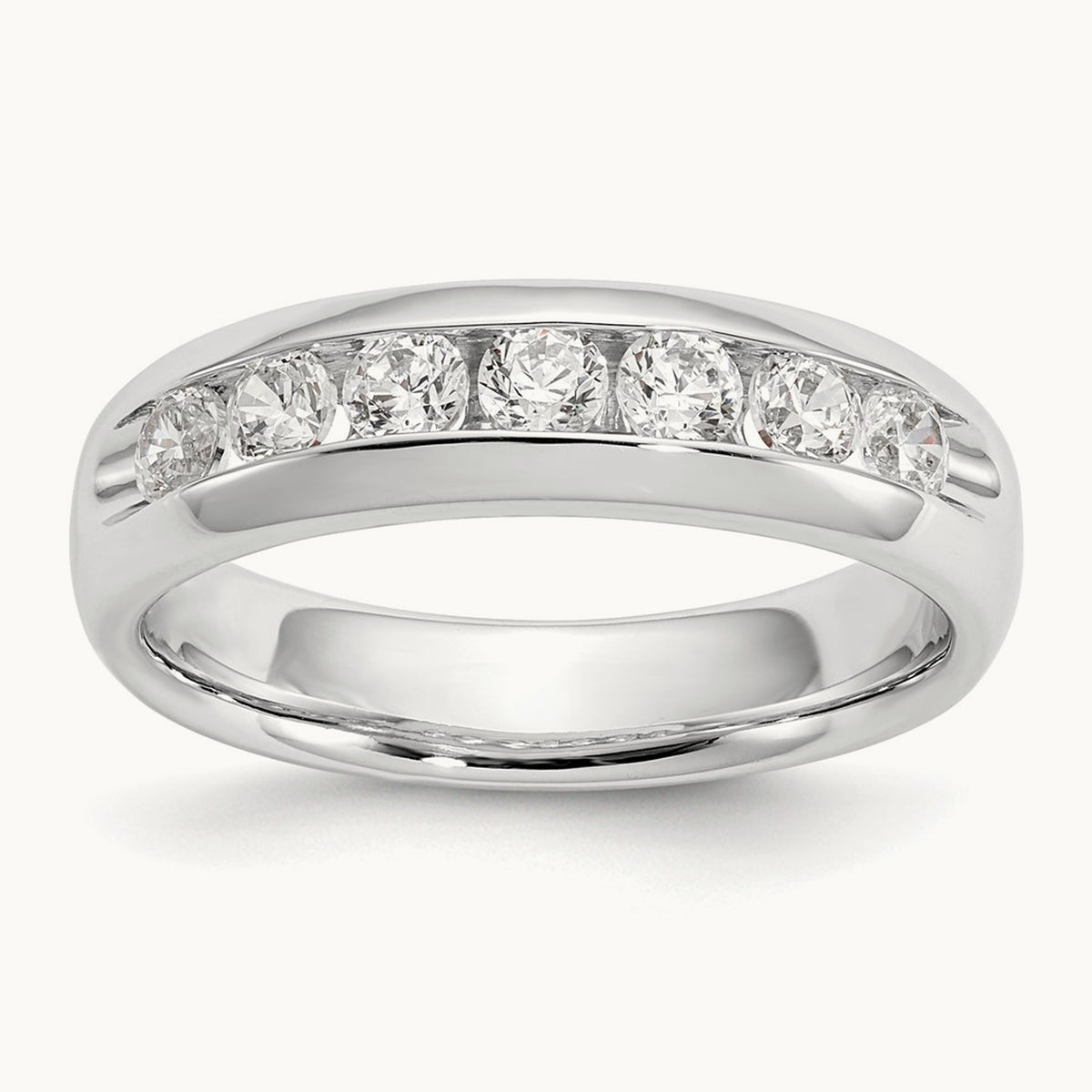 5-Stone Diamond Channel Band, 14K White Gold
