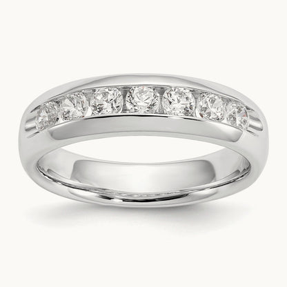 5-Stone Diamond Channel Band, 14K White Gold