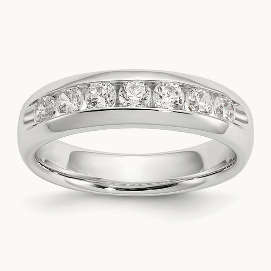 5-Stone Diamond Channel Band, 14K White Gold