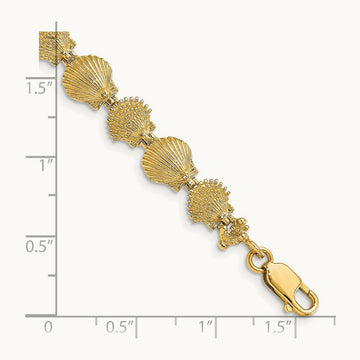 Polished /Textured Scallop Shell Bracelet, 14K