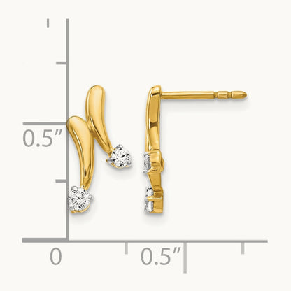 Diamond Earrings, 14K Yellow Gold