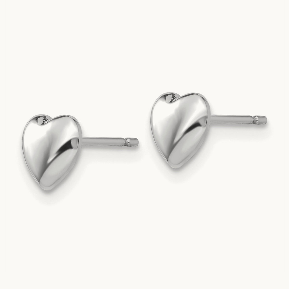 Heart Post Stud Earrings, 14K White Gold