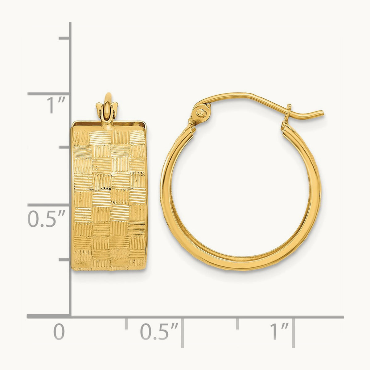 Diamond-cut Hoop Earrings — 14K Yellow Gold