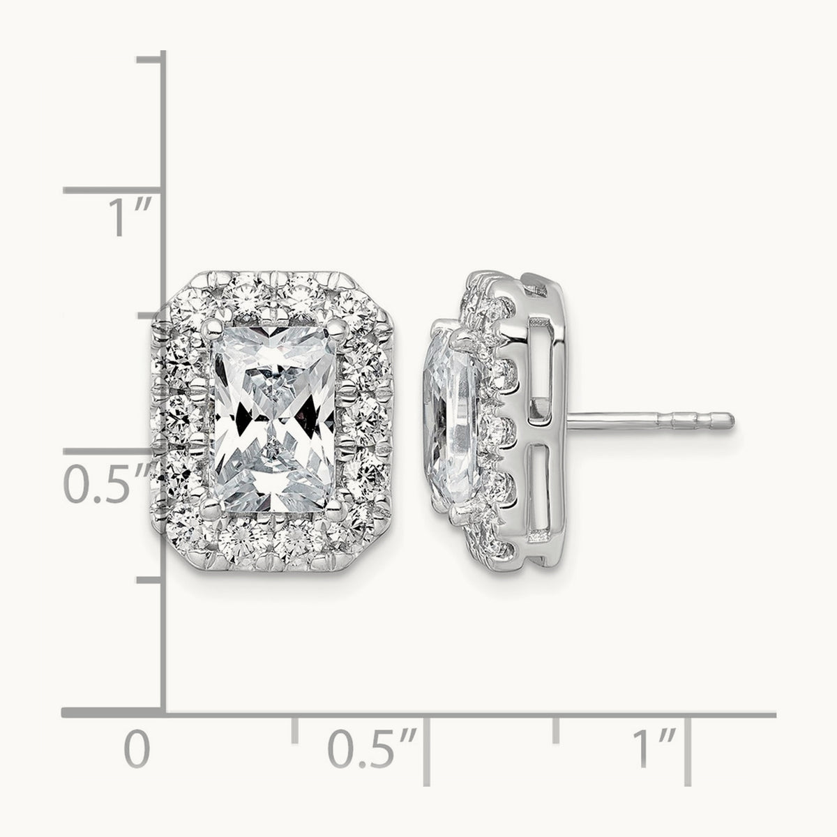 Radiant Halo Post Earrings, 0.50-8.50 ct tw Lab-Grown Diamond — 5 3/4 ct, 14K White Gold