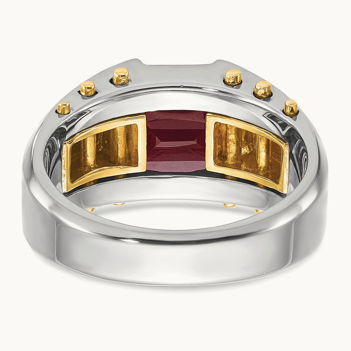 IBGoodman Men's Created Garnet Complete Ring, 14K Two-tone