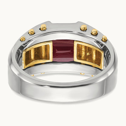 IBGoodman Men's Created Garnet Complete Ring, 14K Two-tone