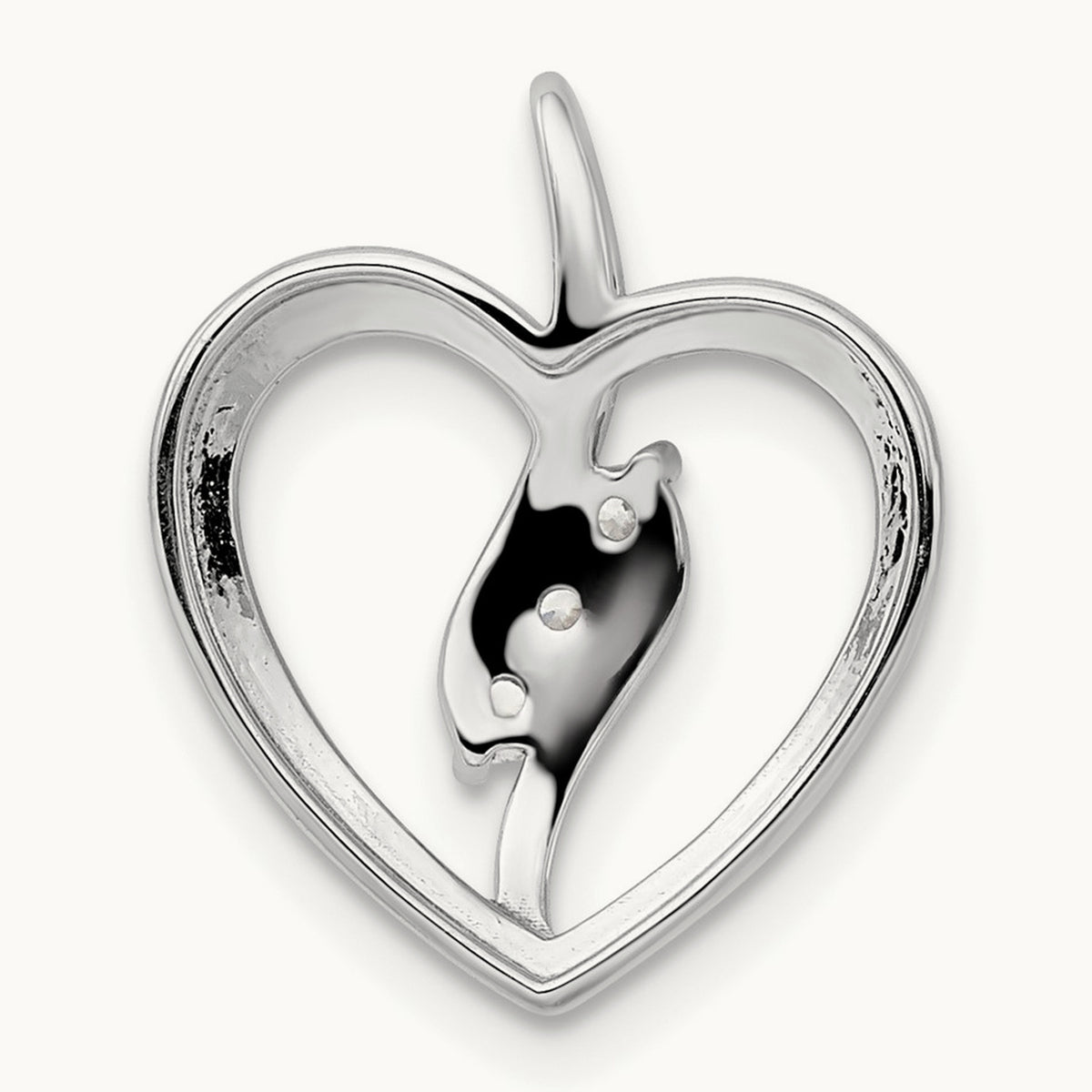 Open Heart Pendant, 0.10 ct tw Lab-Grown Diamond — 14K White Gold