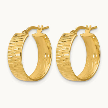 Polished and Diamond-cut Round Hoop Earrings — Leslie's — photo set