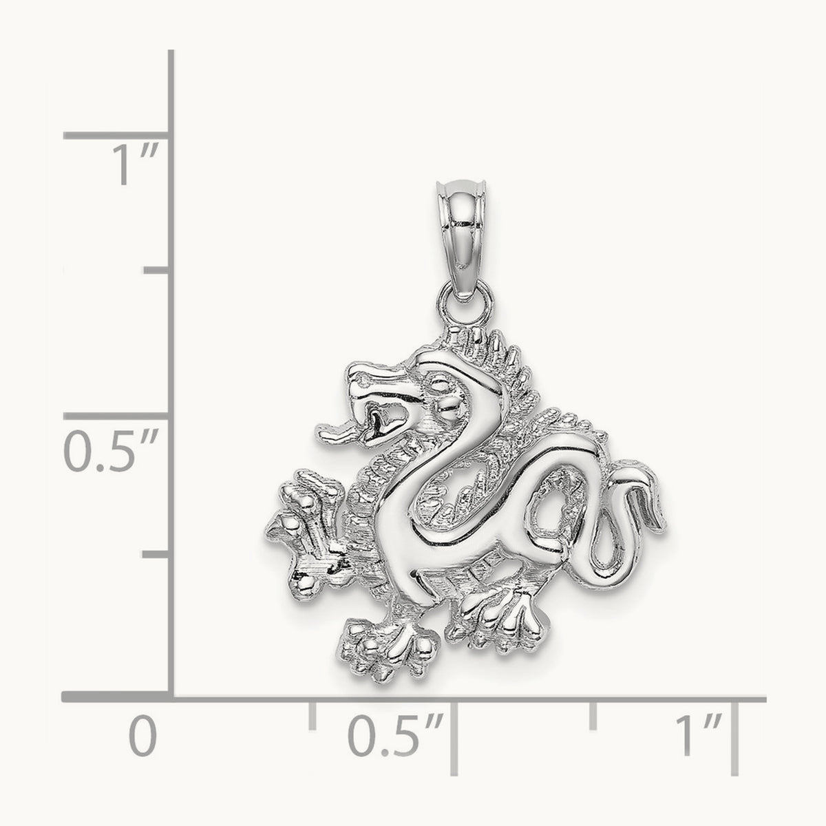 Small Dragon Charm, 14K White Gold