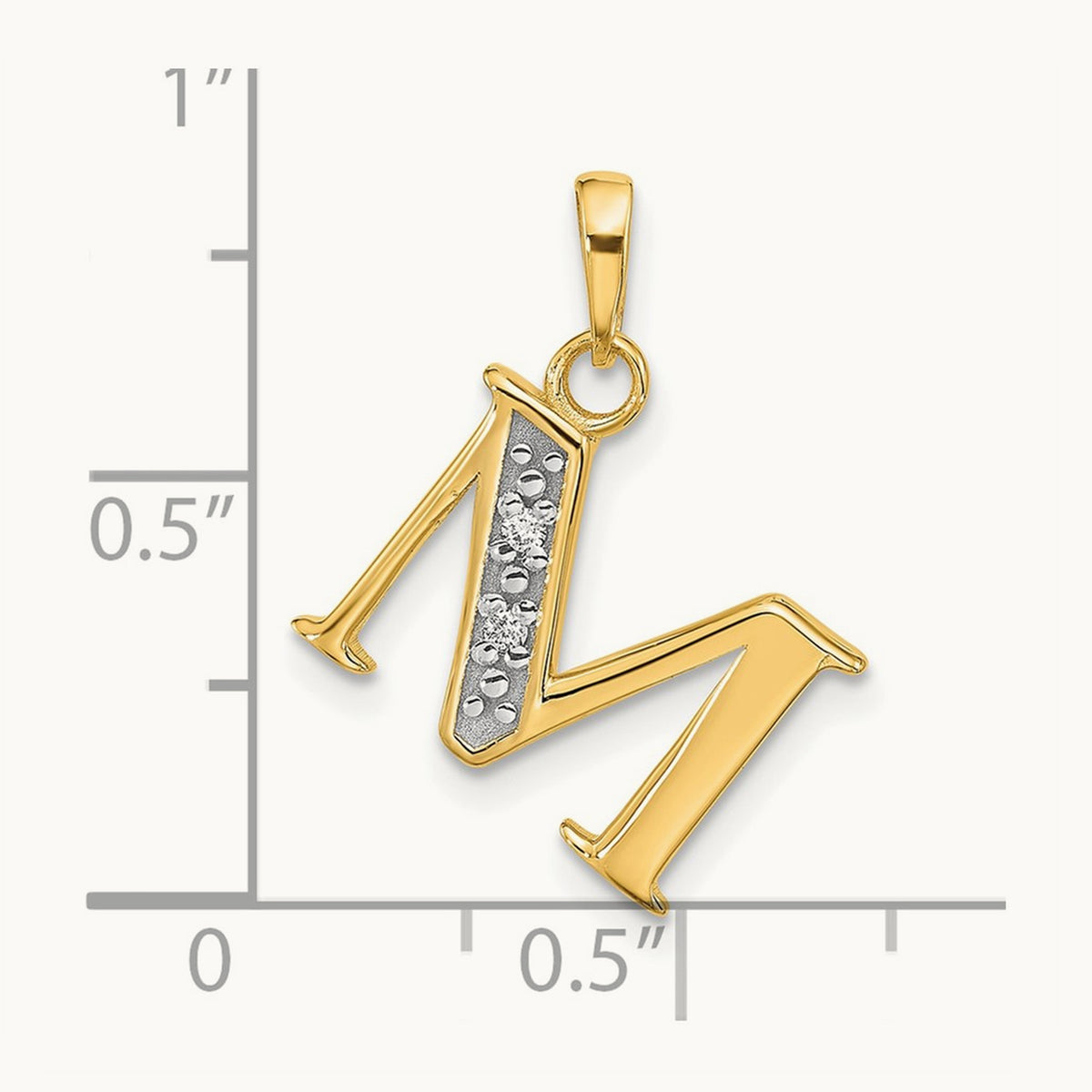 Diamond Letter M Initial Pendant, 14K with Rhodium