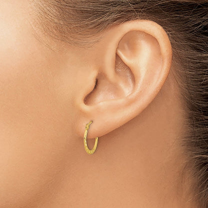 Polished and Diamond-cut Hoop Earrings — 14K Yellow Gold