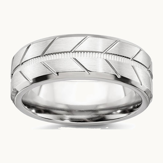 Chisel Cobalt Brushed and Polished Beveled 8mm Band