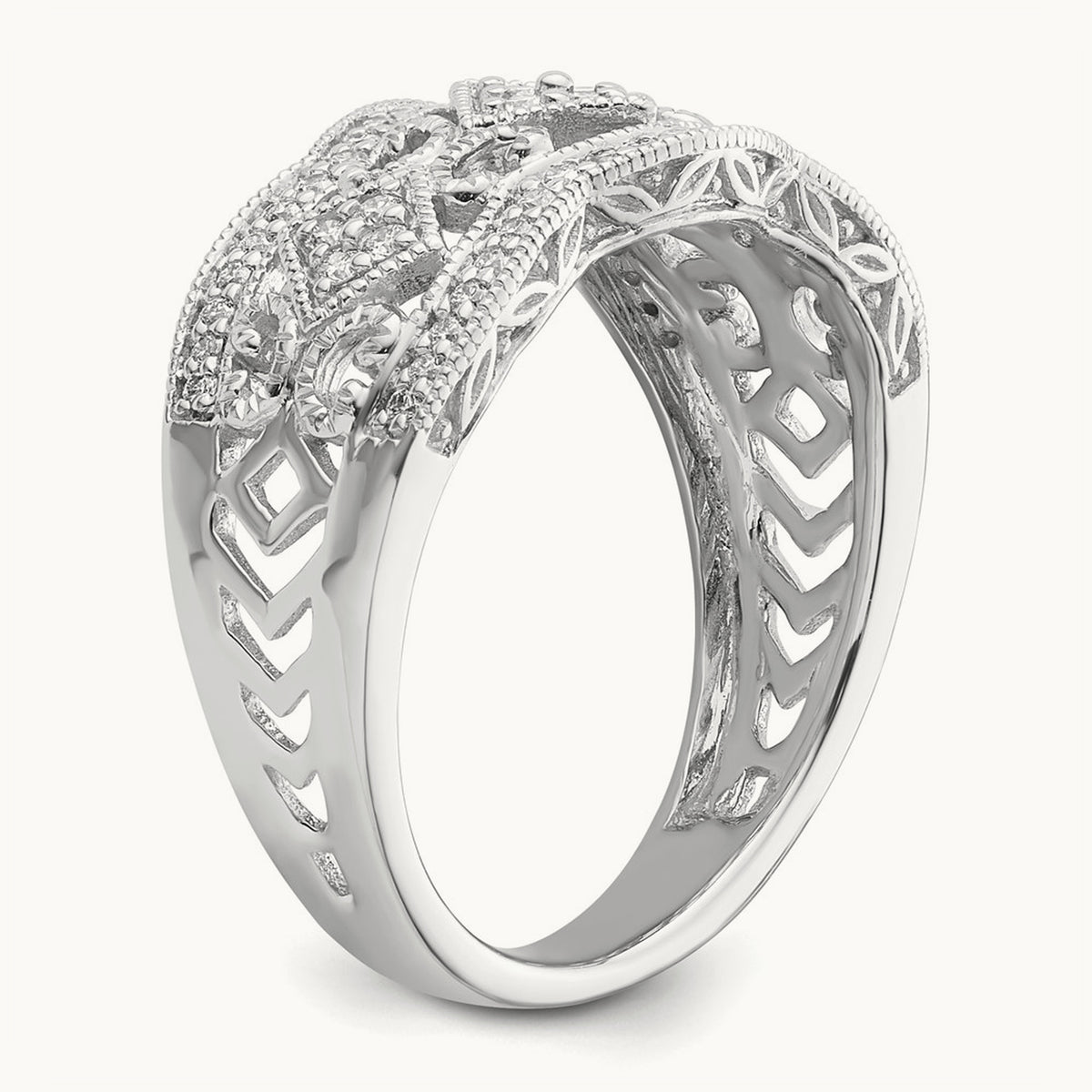 Diamond Vintage Ring, 14K White Gold