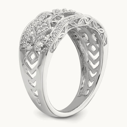 Diamond Vintage Ring, 14K White Gold