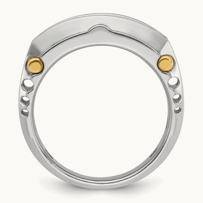 14ktt IBGoodman Men's Polished & Textured 5-Stone Diamond Ring