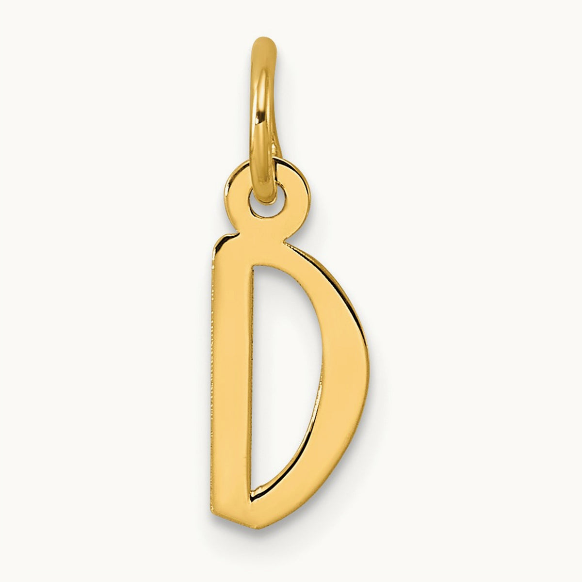 Small Slanted Block Initial Charm — 14K Yellow Gold, D