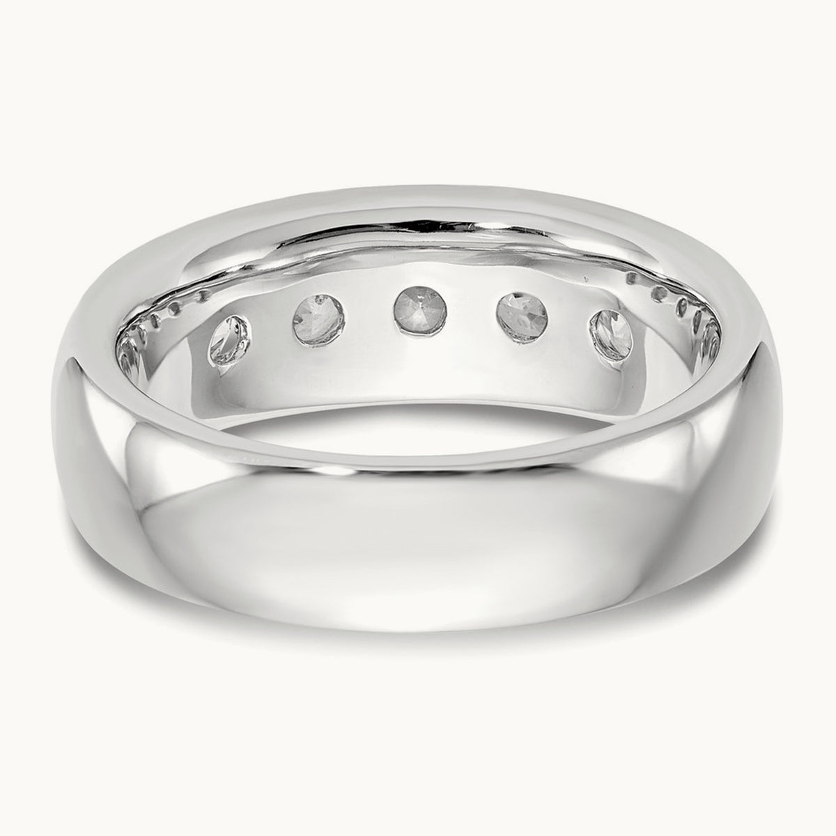 5-Stone Diamond Channel Band, 14K White Gold